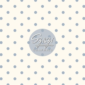 May include: A cream-colored background with a repeating pattern of light blue polka dots. A light blue circle in the center contains the text "Szizi Graphics" in a stylized white font, with a pencil graphic.