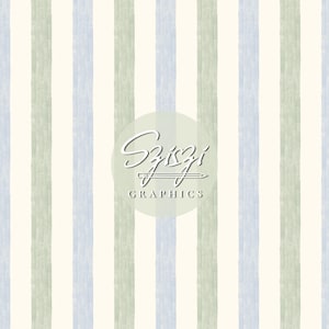 May include: Vertical striped pattern in light blue, green, and off-white. The stripes have a watercolor effect. A circular logo in the center reads "Szizi Graphics" in a script font with a pencil illustration.