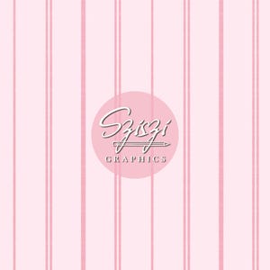 May include: A pale pink and white striped design with a central pink circle. The circle features the text "Szizi Graphics" in white script. Vertical stripes create a soft, feminine look. The design is suitable for various applications.