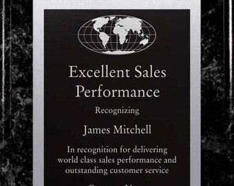 Placa personalizada con acabado de mármol, placa de premio personalizada, reconocimiento de empleados, reconocimiento de jubilación, premio corporativo, regalo personalizado