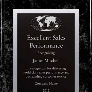 Personalized Marble Finish Plaque, Custom Award Plaque, Employee Recognition, Retirement Appreciation, Corporate Award, Custom Gift