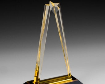Custom Gold Star Tower Award plaque, Custom Award, Employee Recognition, Retirement Appreciation, Corporate Award, Custom Gift, Many Sizes