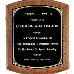 Personalized Walnut Wood Award Plaque, Custom Award, Employee Recognition, Retirement Appreciation, Corporate Award, Custom Plaque, Gift