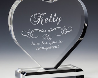 Acrylic Heart Award Plaque, Custom Award Plaque, Employee Recognition, Retirement Appreciation, Corporate Award, Custom Gift