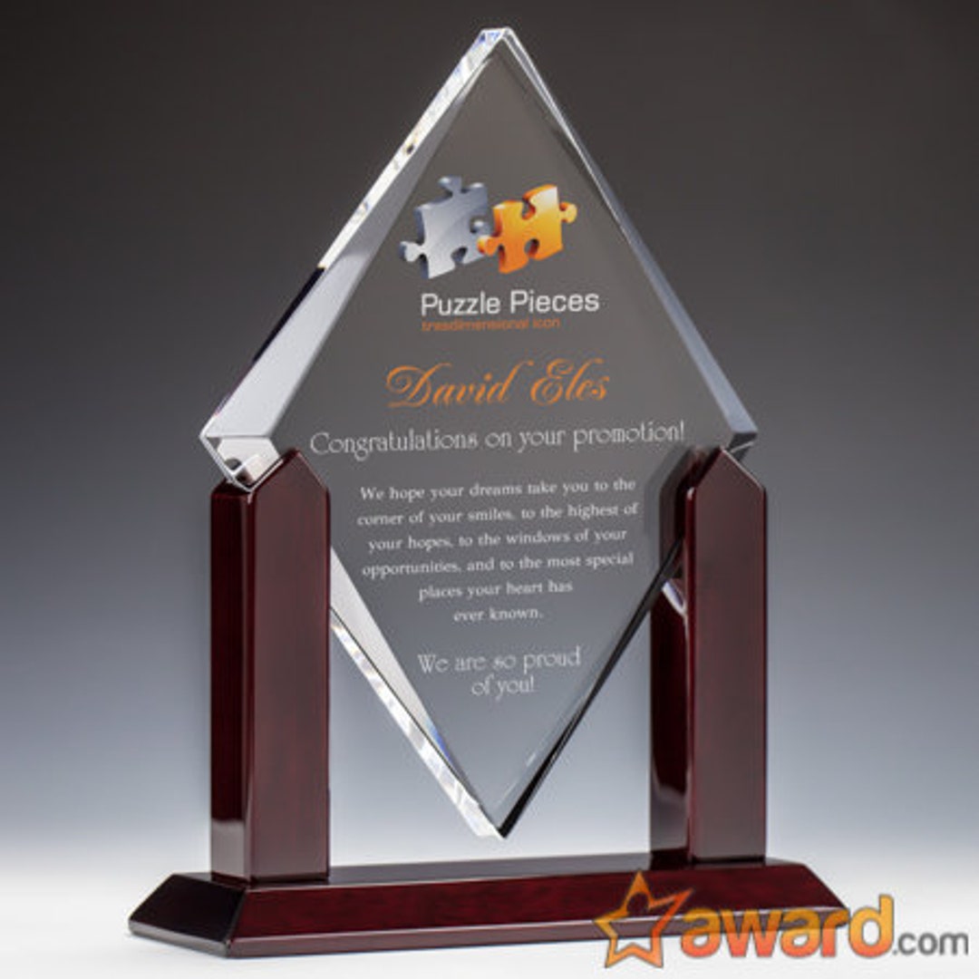 Elegant Diamond Award Plaque With Full Color Custom Award Etsy