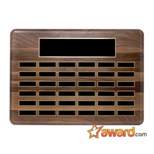 Walnut Perpetual Plaque with 36 Nameplates, Custom Award, Employee Recognition Retirement Appreciation Corporate Award Custom Plaque
