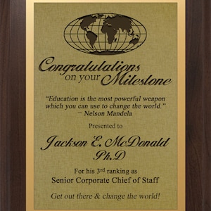 Personalized Cherry Finish Plaque Award, Custom Award, Employee Recognition, Retirement Appreciation, Corporate Award, Custom Plaque, Gift