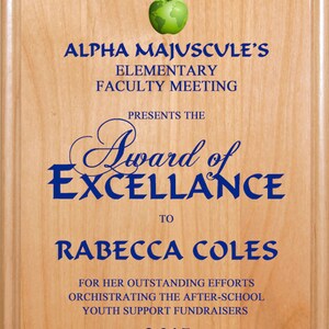Personalized Red Alder Plaque, Award Plaque, Employee Recognition, Retirement Appreciation, Corporate Award, Custom Gift, Multiple Sizes
