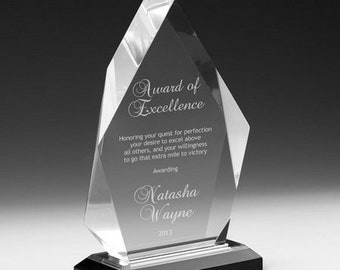 Engraved Acrylic Diamond Award, Award Plaque, Employee Recognition, Retirement Appreciation, Corporate Award, Custom Gift, Multiple Sizes