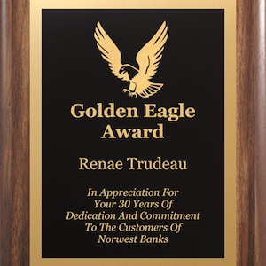 Personalized Walnut Finish Award Plaque, Custom Award, Employee Recognition, Retirement Appreciation, Corporate Award, Custom Plaque, Gift