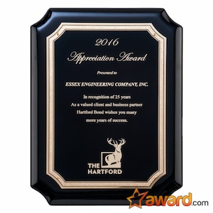 Custom Black Plaque with Gold plate, Custom Award, Employee Recognition, Retirement Appreciation, Corporate Award, Custom Plaque Custom Gift