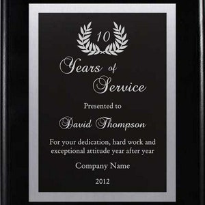 Personalized Matte Black & Silver Plaque, Custom Award Plaque, Employee Recognition, Retirement Appreciation, Corporate Award, Custom Gift