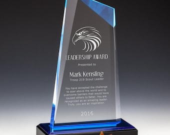 Custom Blue Gem Award Plaque, Custom Award, Employee Recognition, Retirement Appreciation, Corporate Award, Custom Gift, Multiple Sizes