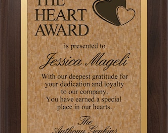 Placa personalizada del premio Cherry, premio personalizado, reconocimiento de empleados, reconocimiento de la jubilación, premio corporativo, placa personalizada, regalo personalizado