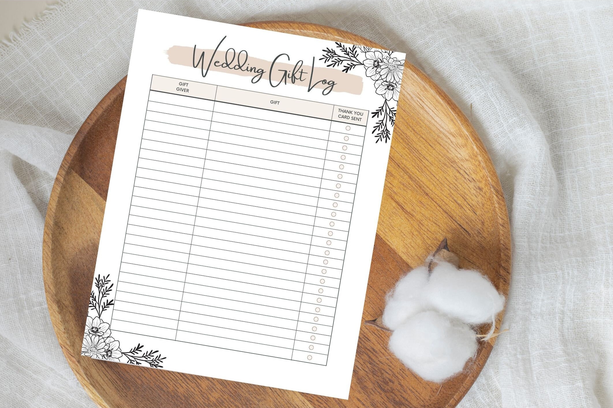 Printable Gift Log Bridal Shower Gift Tracker Wedding Gift - Etsy