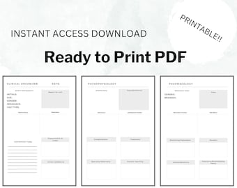 Nurse Practitioner Clinical Bundle, Downloadable Printable PDF, Pharmacology Resource Template, Pathophysiology Study Tool
