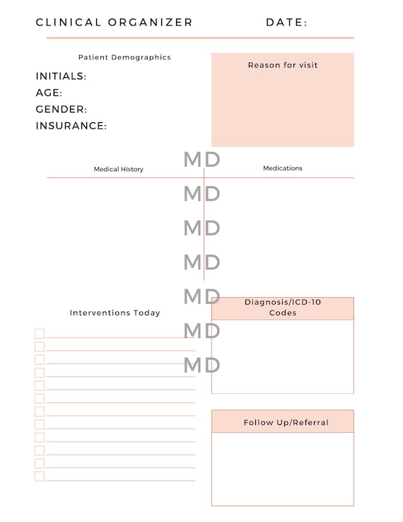 Nurse Practitioner Clinical Organizer, Printable PDF Clinical