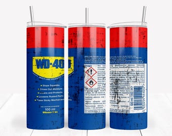 WD-40 Tumbler, Stainless Steel Insulated 20oz, Tall Skinny, Slide Lid, Optional Straw
