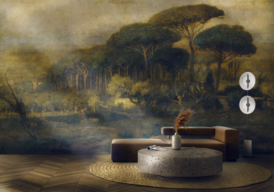 Moody Forest Mural, Dark Pine Tree Wallpaper (peel and Stick) - Etsy