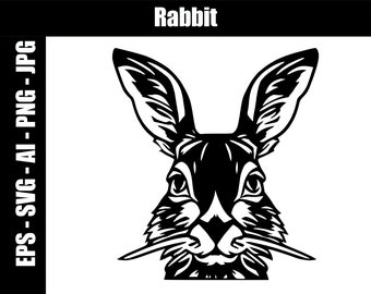 Rabbit SVG, AI, jpg, png, eps - Digital Download - Cut file - SVG for cutting engraving printing - Easter Bunny Clip Art - Easter Bunny svg