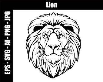 Lion SVG, AI, jpg, png, eps - Digital Download - Cut file - SVG for cutting engraving printing - Lion Clip Art - Cricut, Silhouette, Laser