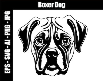 Boxer Dog SVG, AI, jpg, png, eps - Descarga digital - Boxer Dog Clipart - Cutfile - SVG para cortar, grabar o imprimir