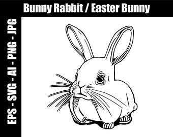Bunny SVG, AI, jpg, png, eps - Digital Download - Cut file - SVG for cutting engraving printing - Easter Bunny Clip Art - Easter Bunny svg