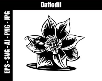 Daffodil SVG, AI, jpg, png, eps - Digital Download - Cut file - SVG for cutting engraving printing - Daffodil Clip Art - Flowers svg
