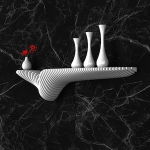Parametric Wavy Wooden Wall Decor - Parametric Wavy Wooden Furniture - Parametric Wavy Wooden Shelf Decor - Parametric Wood Wall Unique Art