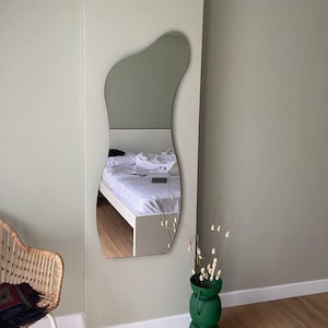 Full Length Wavy Edge Mirror - Floor Wave Full Body Mirror - Irregular Mirror - Asymmetrical Entryway Large Mirror - Bedroom Long Mirror