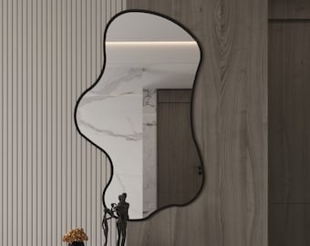 Wavy Wall Mirror – Asymmetrical Squiggle Design, Modern Home Decor