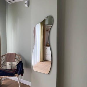 Wave Full Length Mirror - Full Size Wall Curvy Mirror - Full Body Floor Wiggle Mirror - Wavy Large Mirror -  Squiggle Long Bedroom Mirror