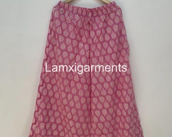 Handblock Gedruckt Baumwolle Palazzo Hose, Boho Sommer Tragen, Elastische Taille