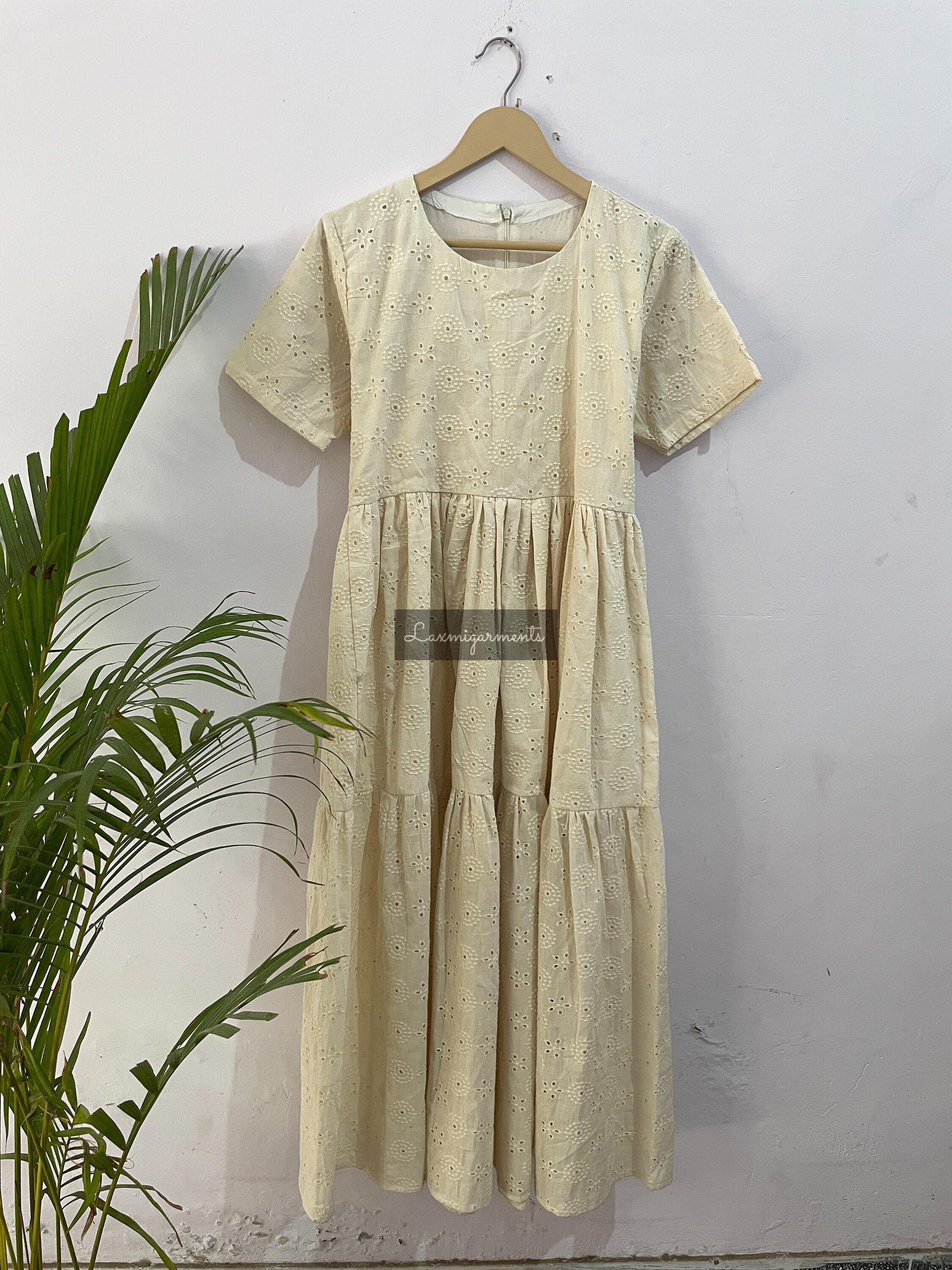 white christmas dresses Buy Etoile Floral Embroidered Fit & Flare Cotton Dress With Schiffli  Details Online main image 1