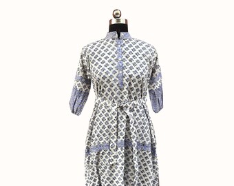 New Indian Cotton Dress, Block Print Maxi Dress, Handmade Summer Long Dress, Maxi Dress, Bohemian Outfit, Two Side Pockets Dress,