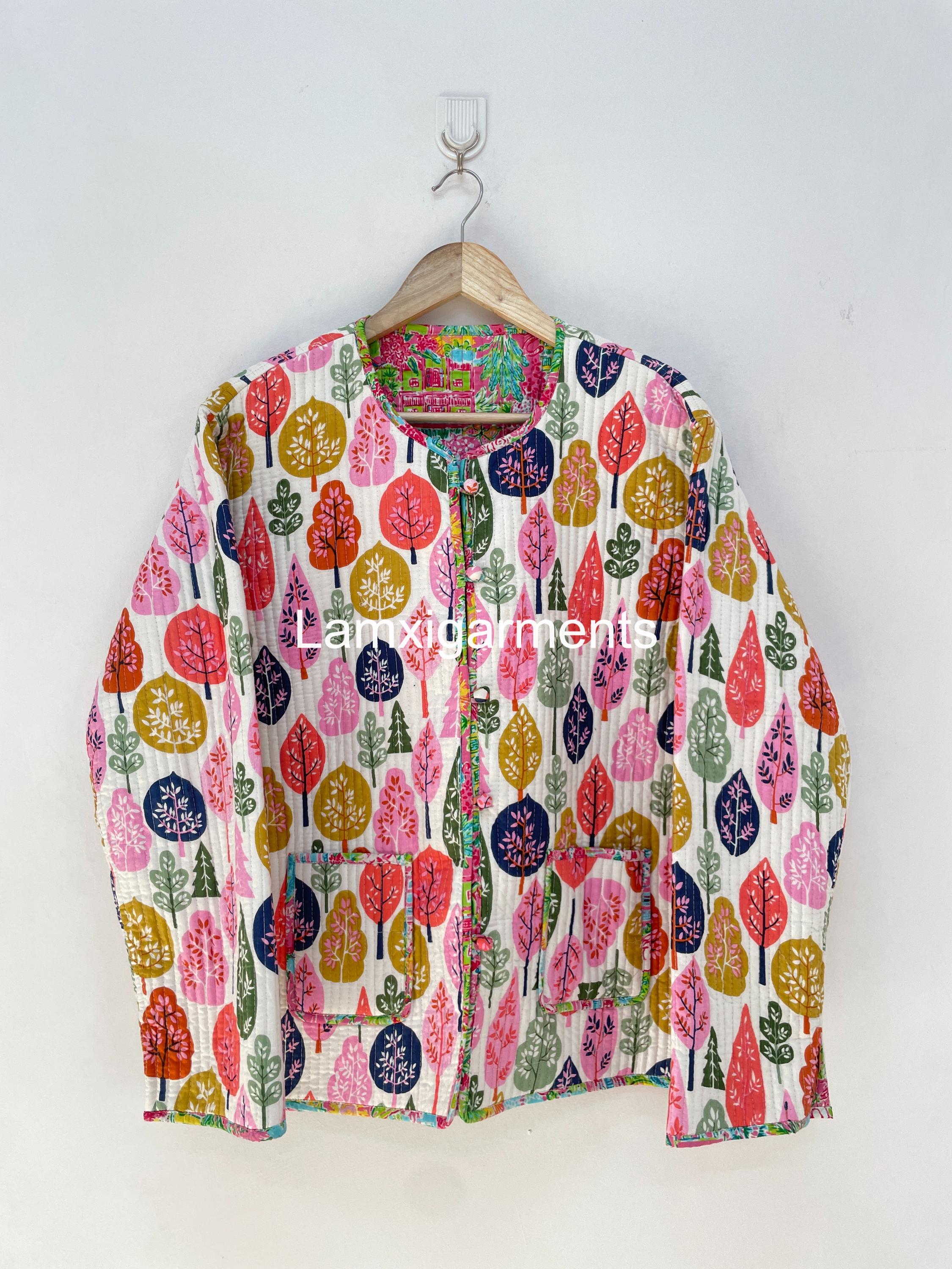 Unisex Ethnic Colorful Flower Quilted Cotton Jacket | Women