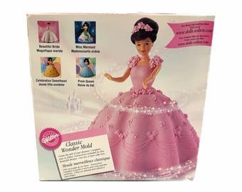Kit de vestido de pastel para muñeca Barbie Vintage Wilton Classic Wonder Mold 3D