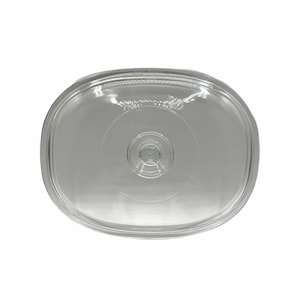 Puede incluir: Tapa de vidrio transparente de forma ovalada con un botón central. La tapa transparente permite ver el contenido. Diseño sencillo y funcional, adecuado para utensilios de cocina.
