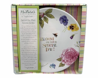 Vintage Hallmark “Nature’s Sketchbook” 9” Ceramic Plate – Bloom on Your Special Day! – Gift