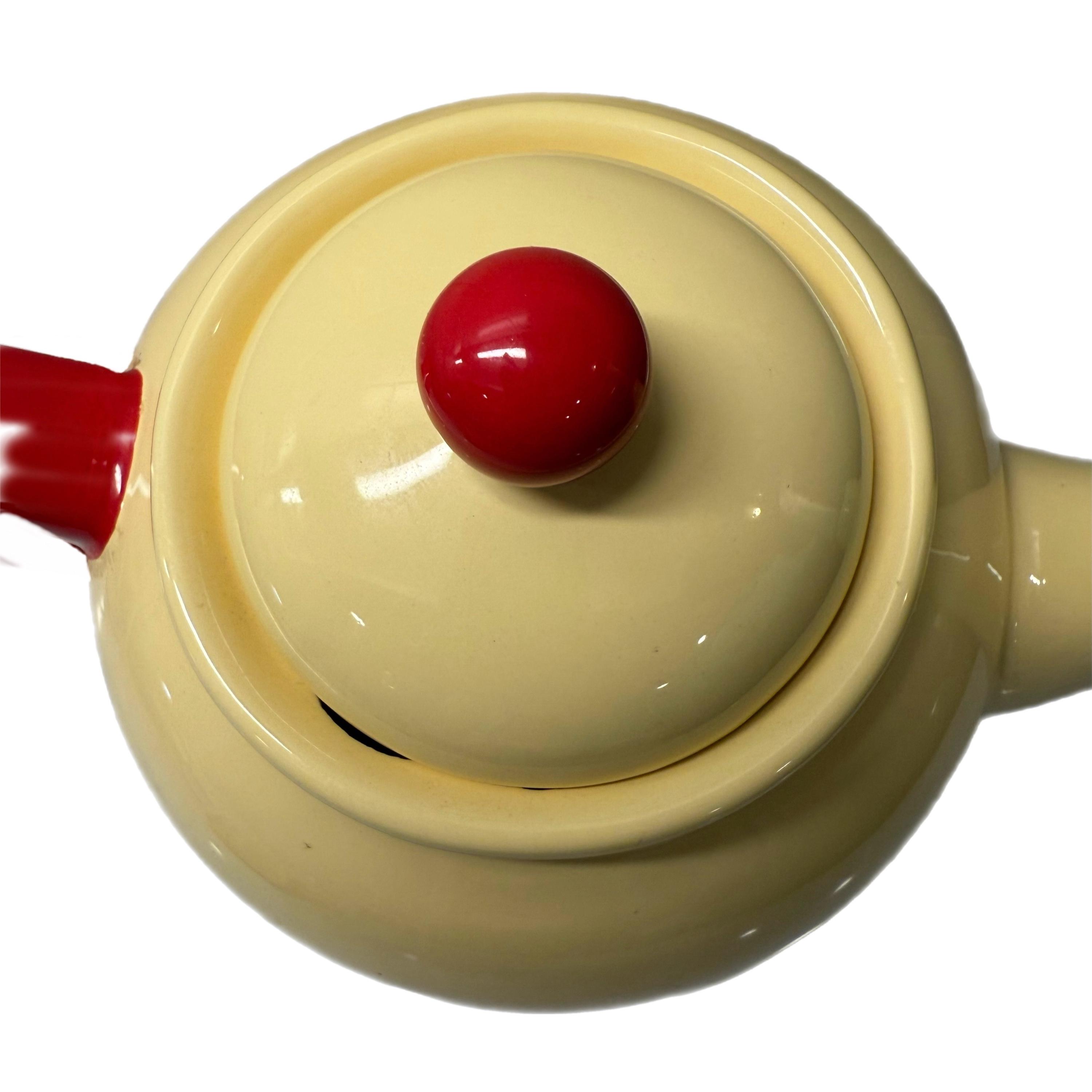 Vintage Tea Time Yellow Red Ceramic Teapot & Lid - Etsy