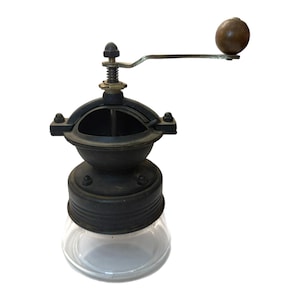 Vintage Cast Iron Coffee Mill Grinder with Plastic Container