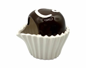 Jarra de cerámica para crema con diseño de cupcake escarchado, estilo vintage de Boston Warehouse, año 2007