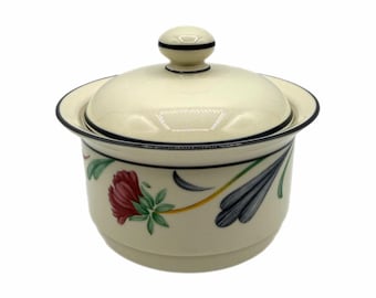Vintage Lenox Poppies on Blue Chinastone Sugar Jar & Lid