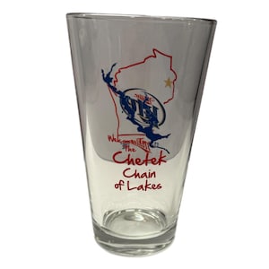 Vintage The Chetek Chain of Lakes Miller Lite Clear Glass Beer Tumbler Pint