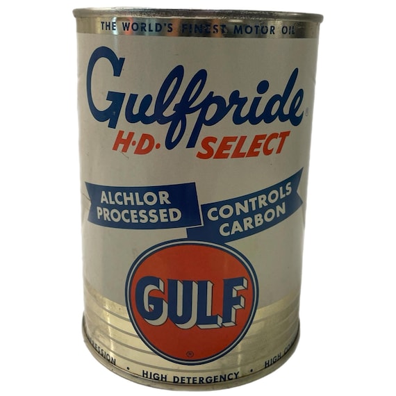 Vintage 1 Quart GULF PRIDE HD Select Motor Oil Can Gas Service