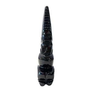 Obsidian Black Handcarved Aztec Mayan 8” Figurine