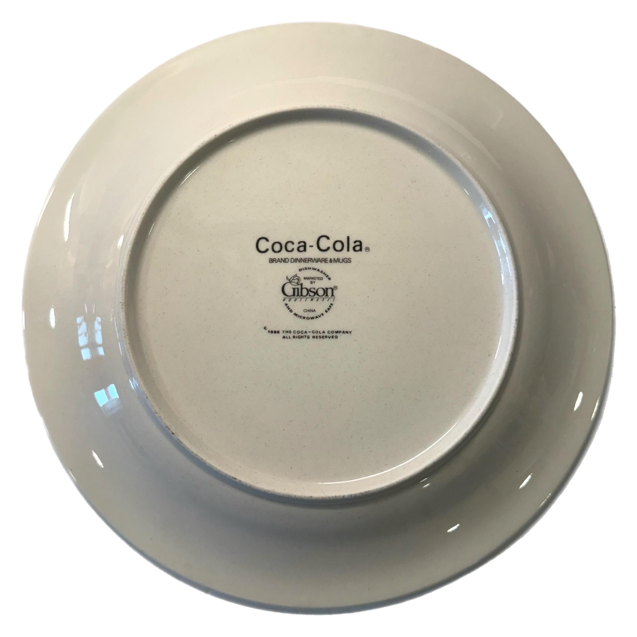 1990s Vintage Coca Cola Ceramic 10.5” Dinner Plates – Checkered