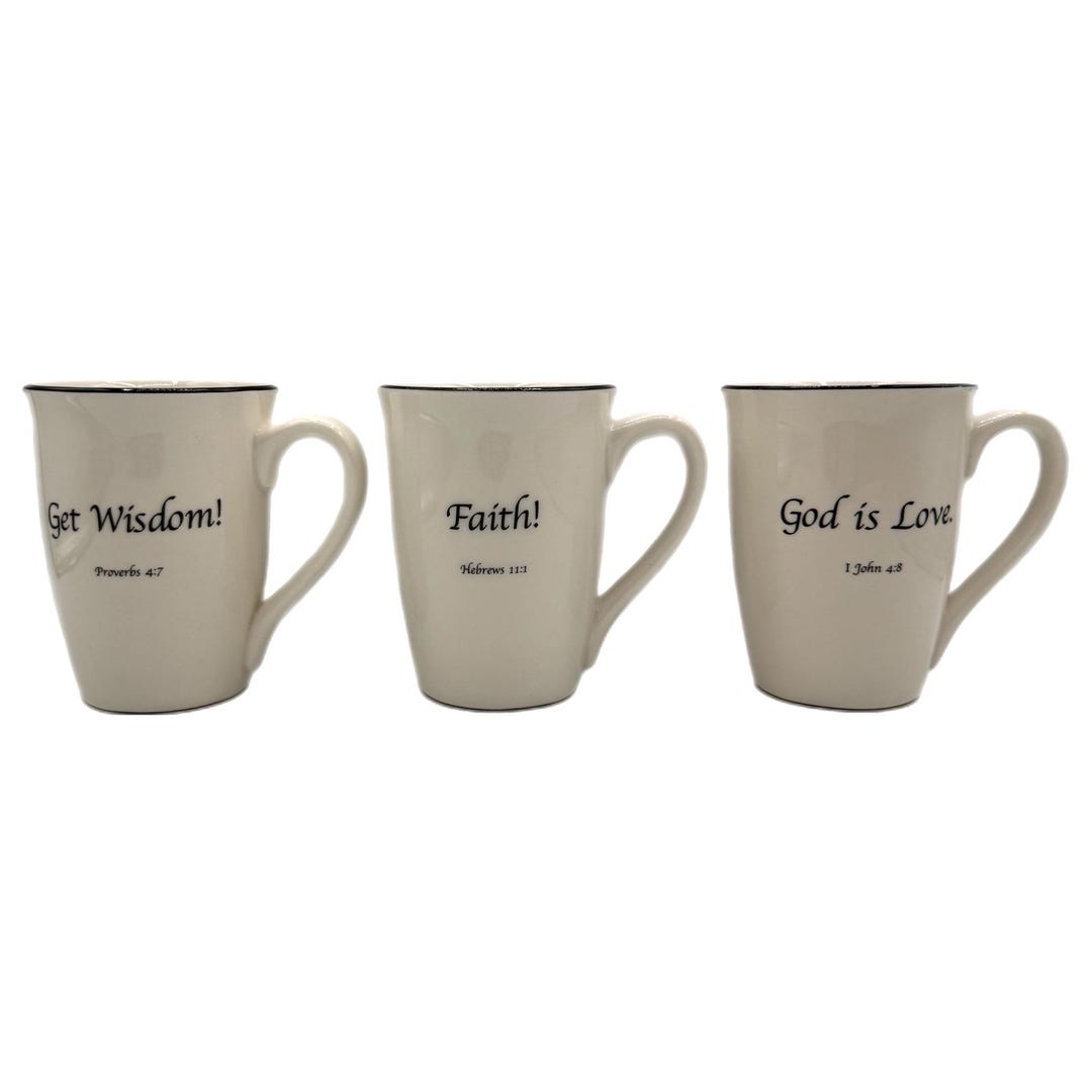 Set of 3 Feed on the Word Bible Verse Daily Bread Coffee Mugs - Etsy ...