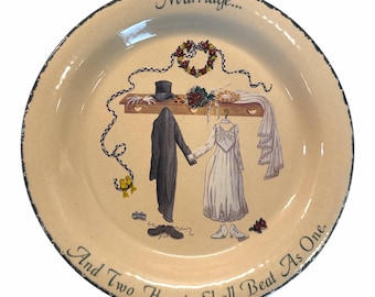 Ceramiczny talerz do ciasta 10” z 2001 roku, ślubny – prezent na rocznicę/ślub