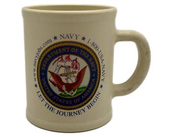 Vintage Department of Navy “Let the Journey Begin” Melamine Coffee Mug